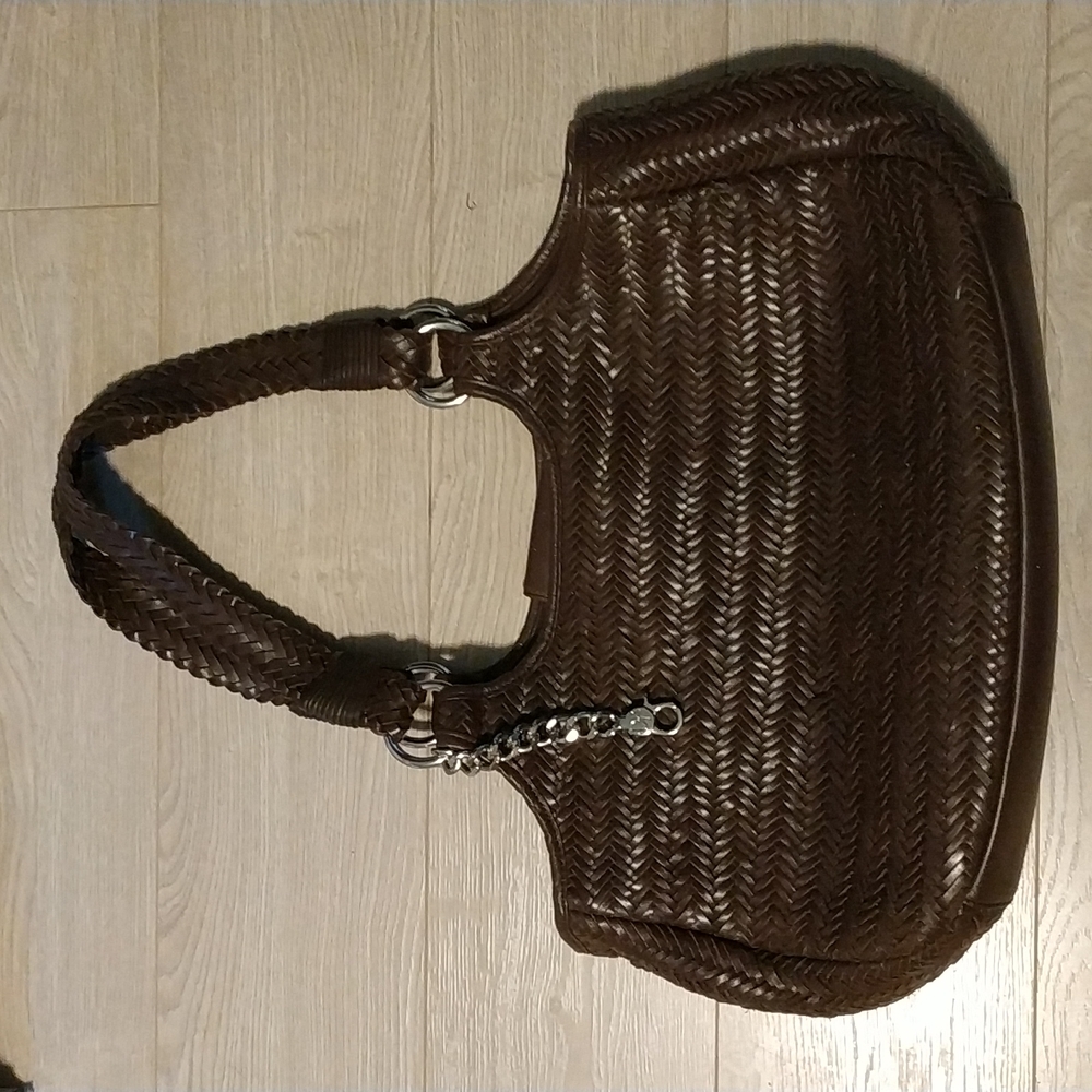 Donald J. Pliner Bags Couture Woven Nappa Handbag Brown Leather Shoulder Bag